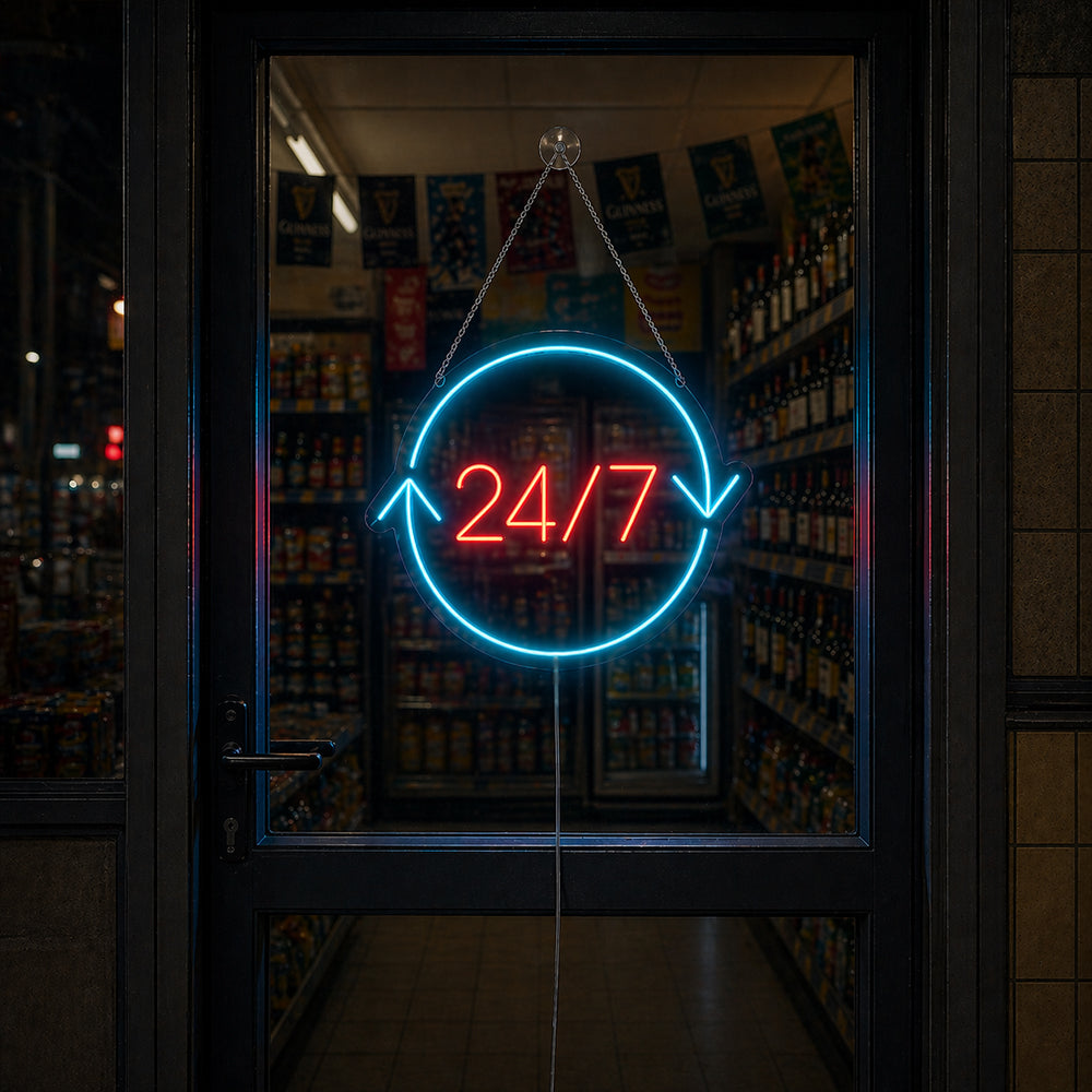 24/7 LED -Neonschild - Hergestellt in London Shop Neon Zeichen