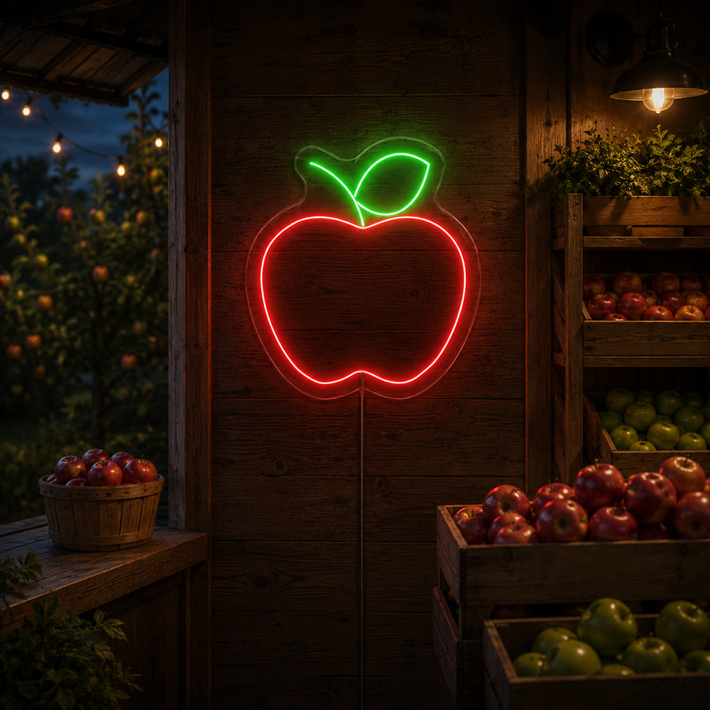 Señal de neón liderado por manzanas: hechos en Londres Food Restaurants Neon Signs