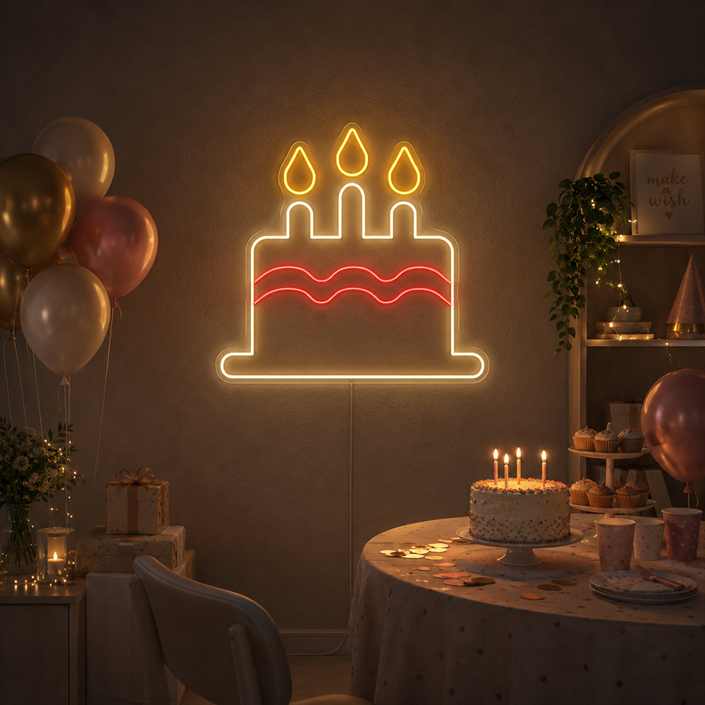 Bolo de aniversário liderado sinal de néon - feito em letra de neon de Londres