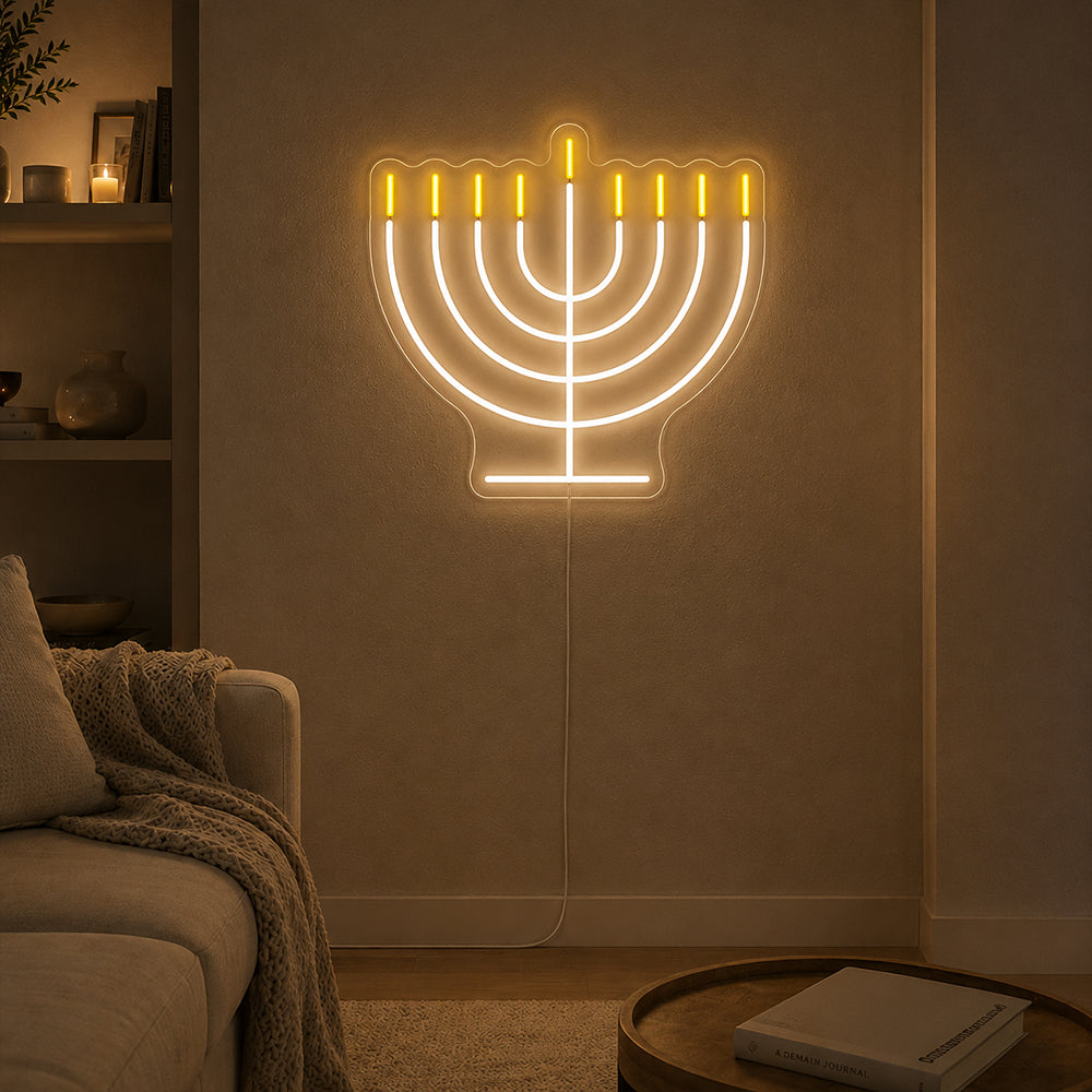 Hanukkah ledde neonskylt - gjord i London dekoration neonskyltar