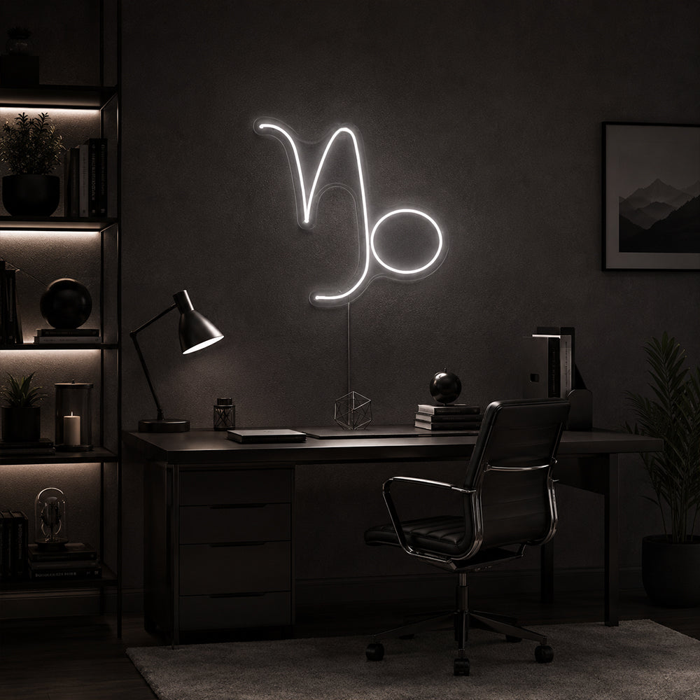 Steinbukken ledet neonskilt - laget i London Zodiac Neon Signs