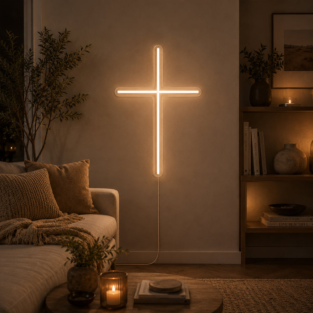 Señal de neón con LED de Christian Cross - Planeta Neon hecho en Londres NEON Signs