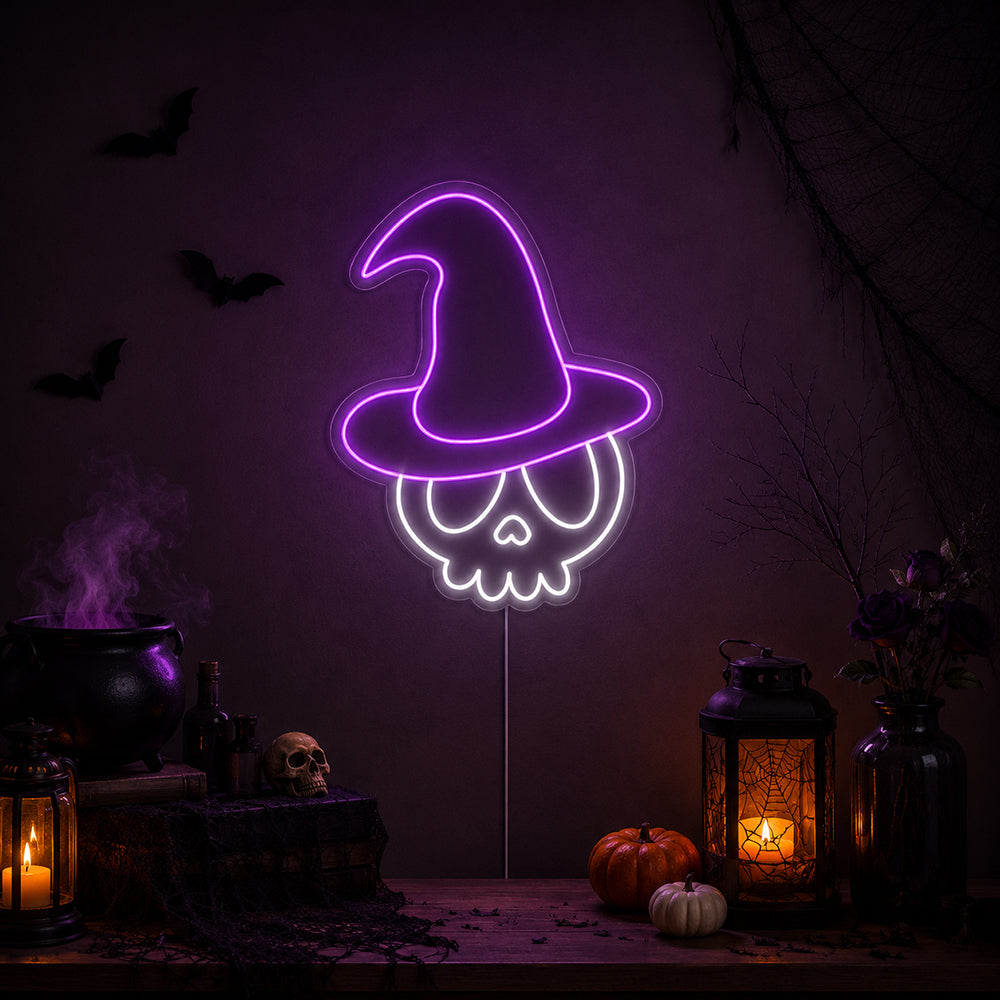 Söt Skull - Halloween-dekor LED-neonskylt tillverkad i London