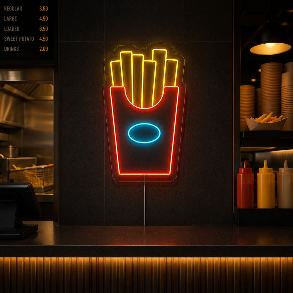Chips førte neonskilt - lavet i London madrestauranter neonskilte