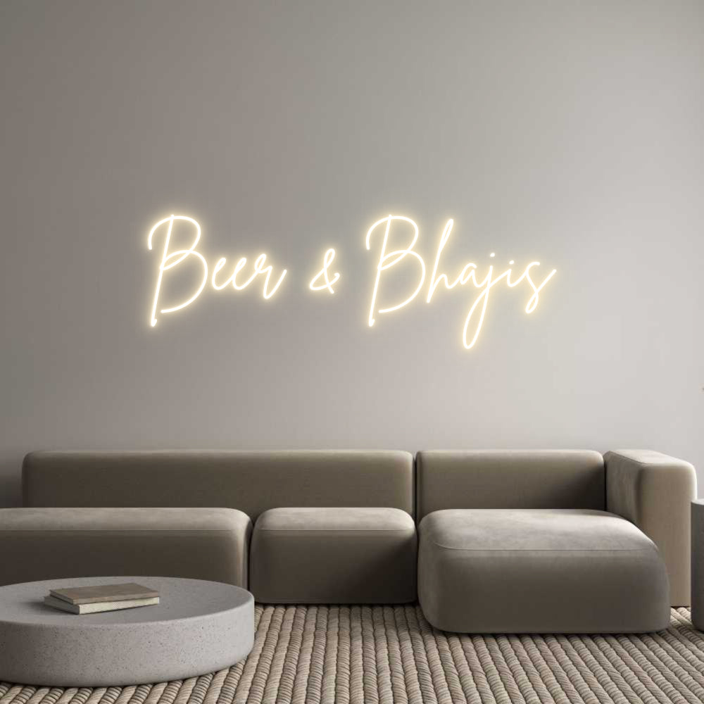 Editor online di insegne al neon personalizzate Birra e Bhaji