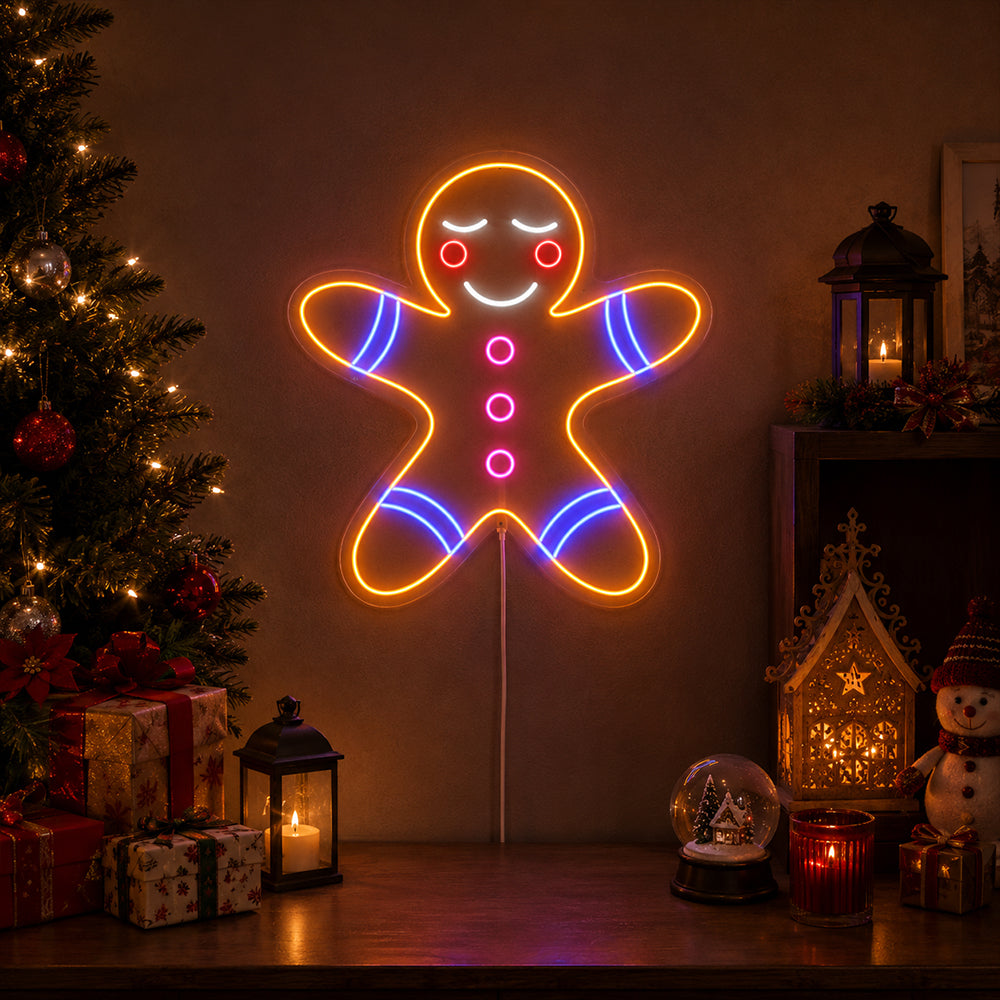 Gingerbread Man LED Neonskylt - Made in London Jul Neonskyltar