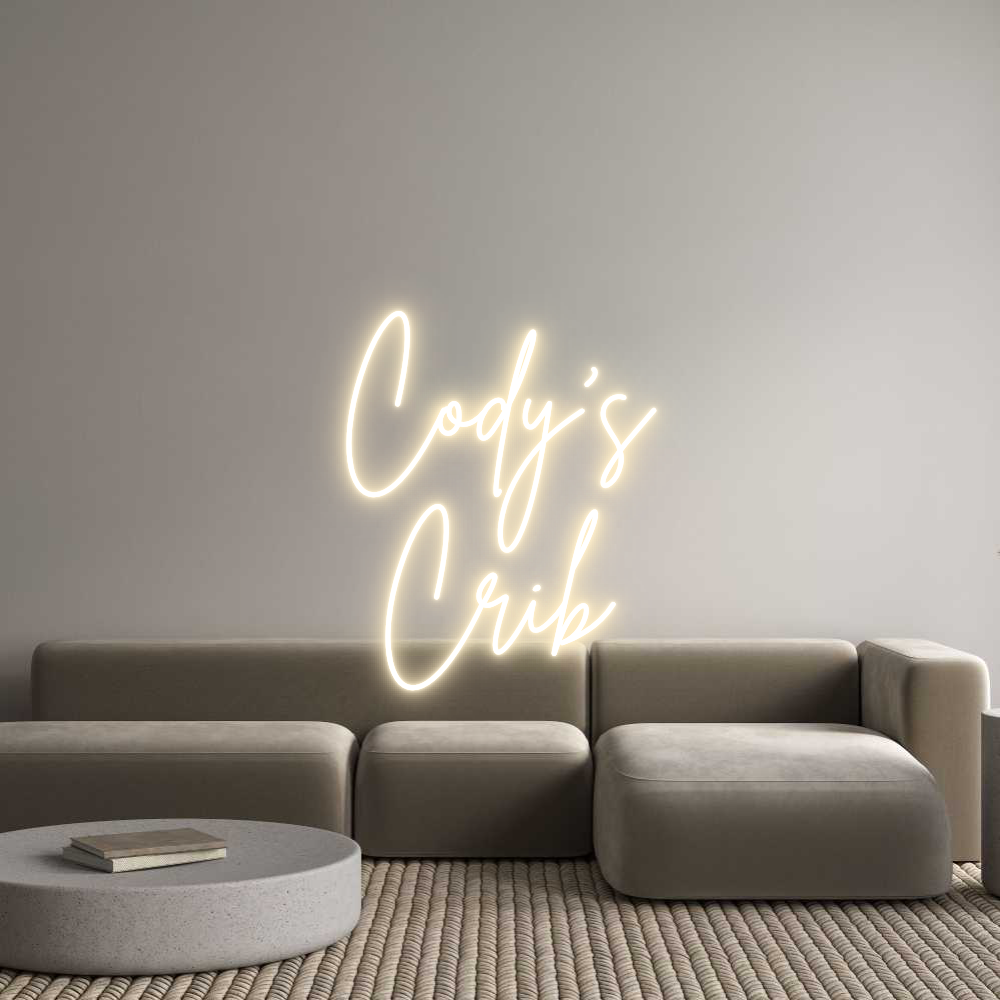 Tilpasset neonskilt på nettredigeringsprogram Cody's
Krybbe