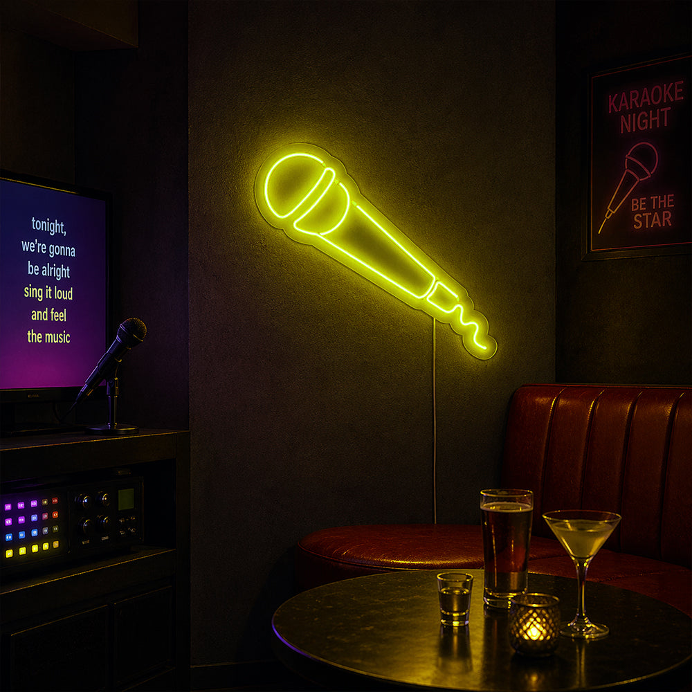 Mikrofoni LED Neon Sign - Made in London Music Neon Signs