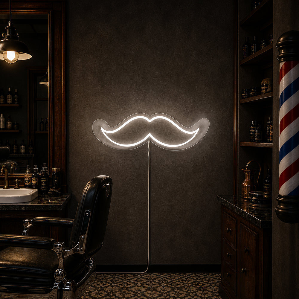 Sign al neon a LED dei baffi - Made a Londra Barbershop Neon Signs