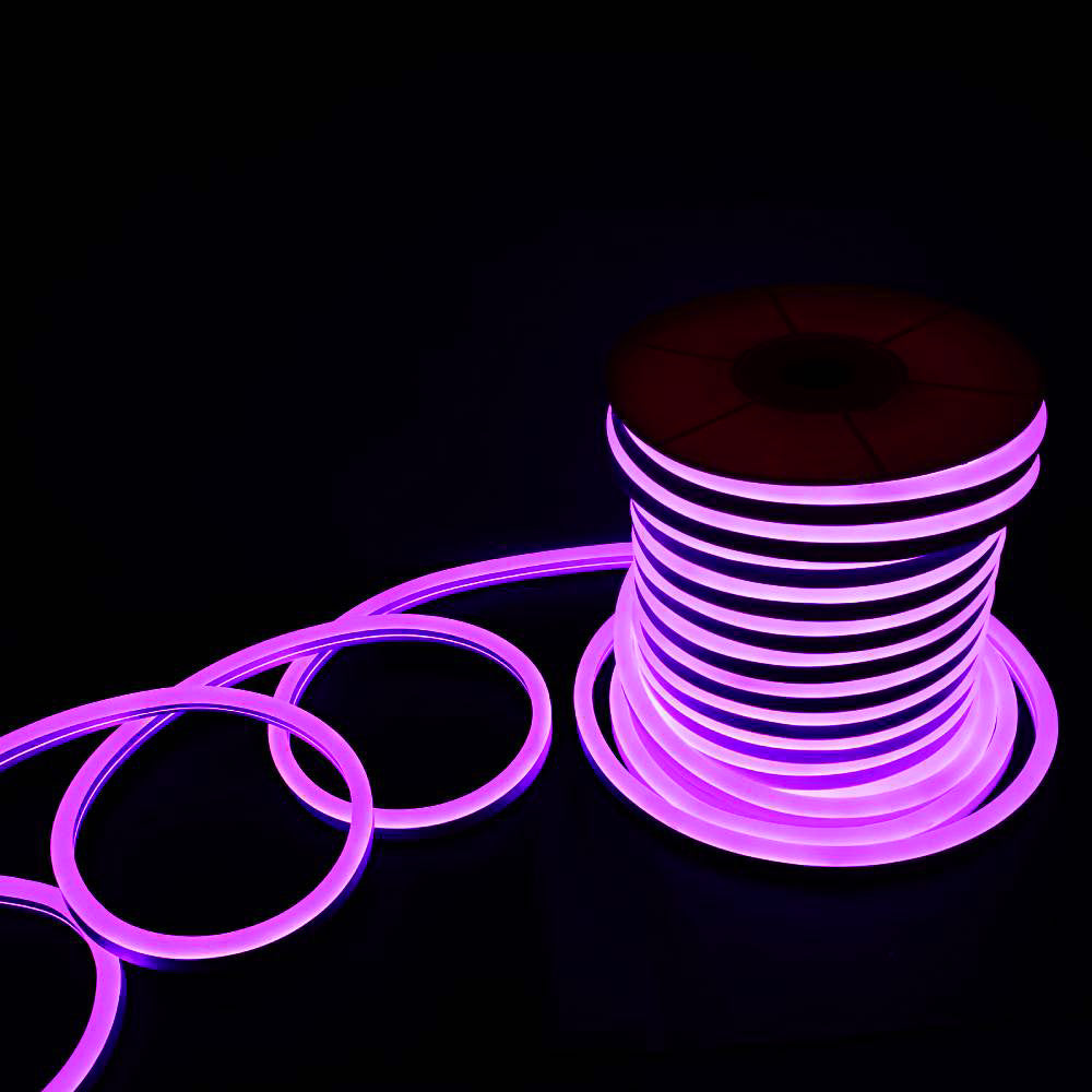 Bande LED néon flexible violette LumoS 15 x 25 mm, IP65, intensité variable, 12 V, 14 W/m
