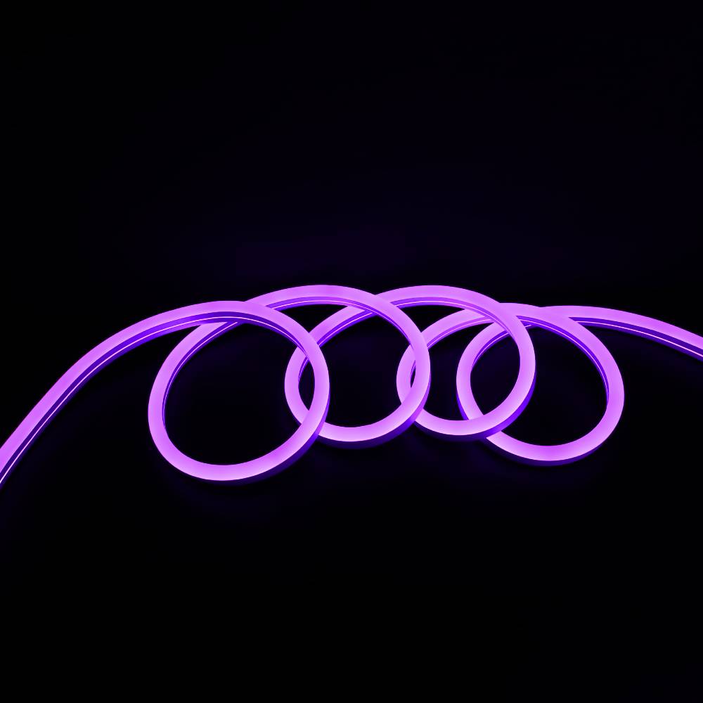 Bande LED néon flexible violette LumoS 15 x 25 mm, IP65, intensité variable, 12 V, 14 W/m