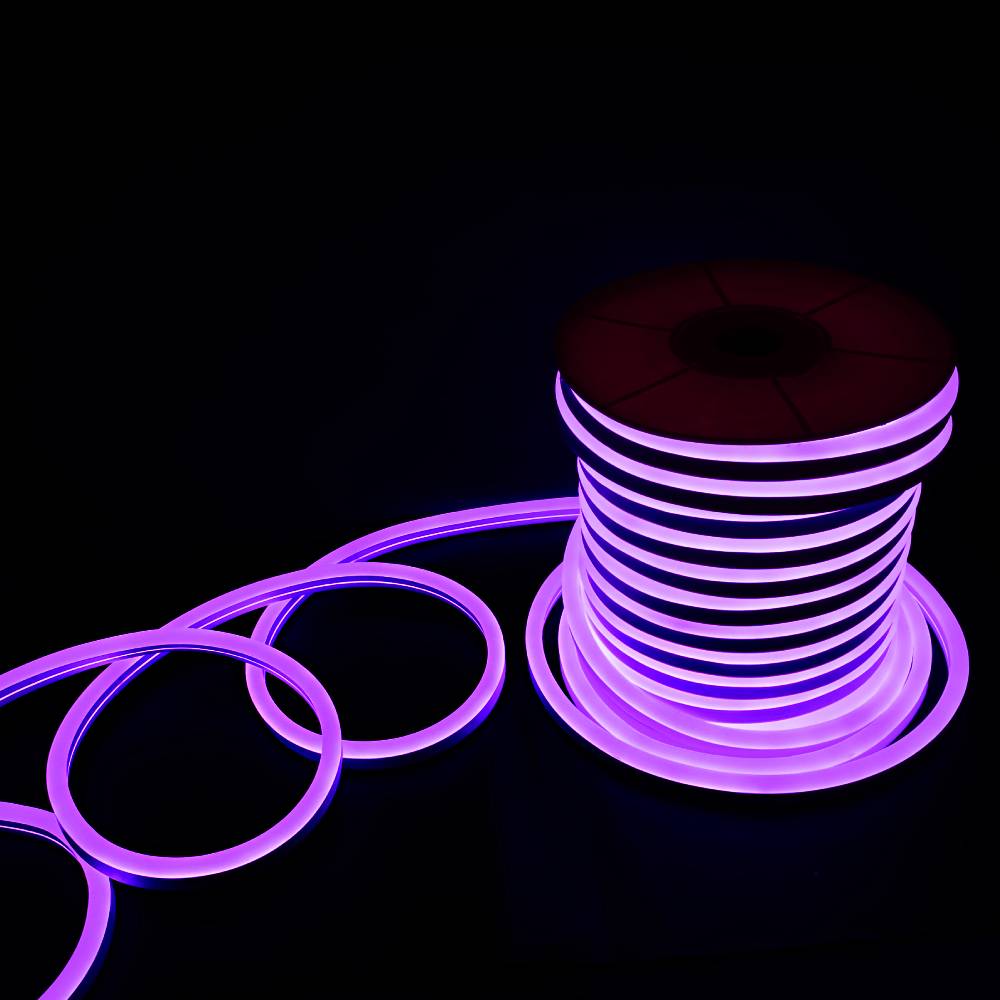 Bande LED néon flexible violette LumoS 15 x 25 mm, IP65, intensité variable, 12 V, 14 W/m