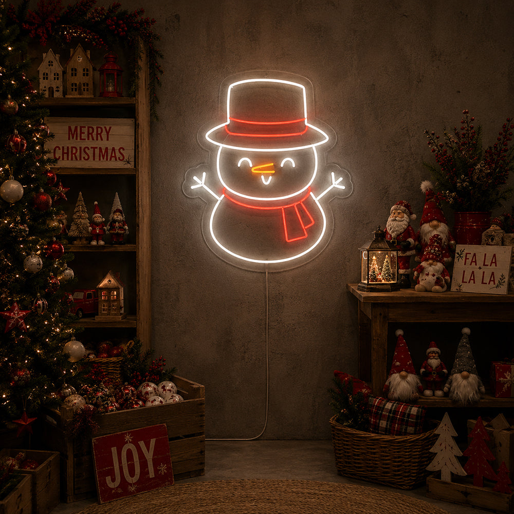 Snowman ledde neonskylt - Made in London Christmas Neon Signs