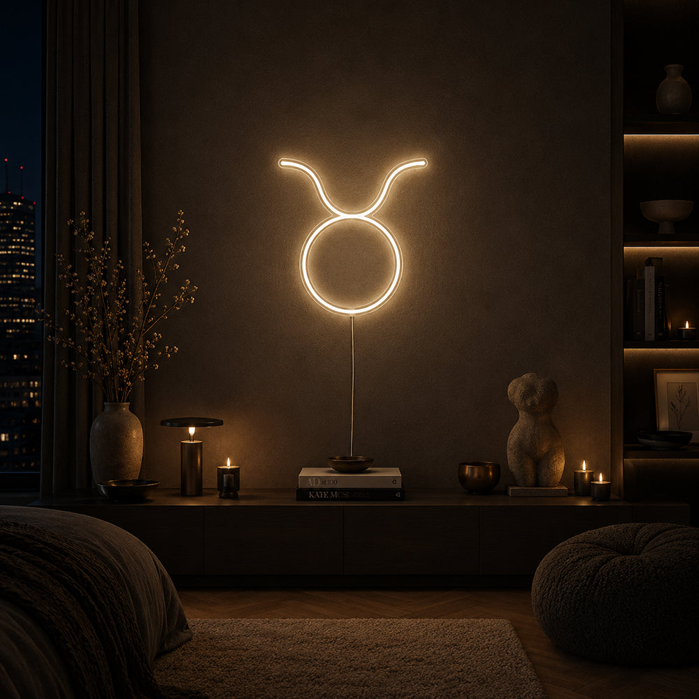 Taurus ledet neonskilt - laget i London Zodiac Neon Signs