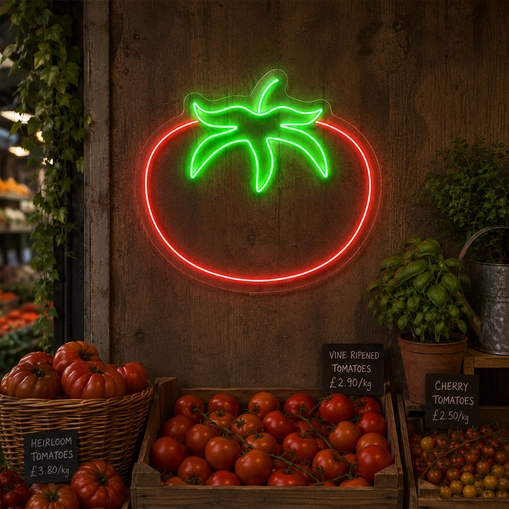 Señal de neón liderado por tomate - Hecho en Londres Restaurantes de comida de neón letreros