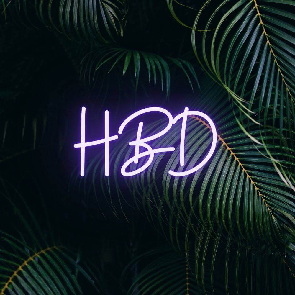 Happy Birthday HBD Caps LED Neon Sign - Planet Neon