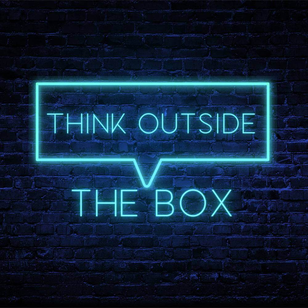 Think Outside the Box LED Neon Sign - Made in London Inspirational Neon Signs - Planet Neon