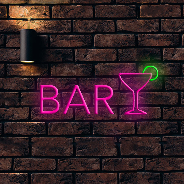 Letrero de neón LED Bar Martini - Letreros de neón para pub club hechos en Londres