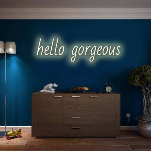 Letrero de neón LED "Hello Gorgeous": letreros de neón inspiradores fabricados en Londres