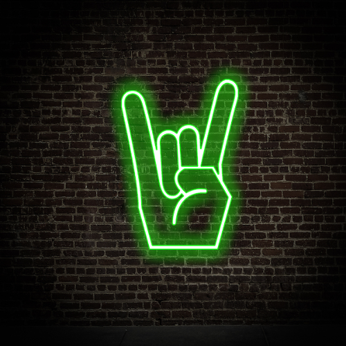 Rock Hand LED Neon Sign - Laget i London Emoji Neon Signs