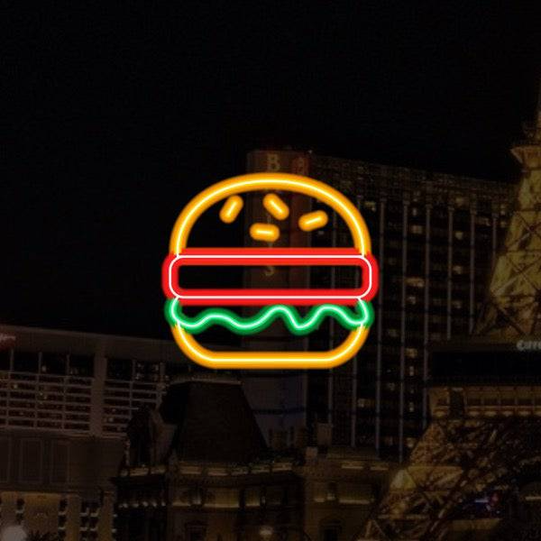 Enseigne de néon dirigée par un hamburger - Made à Londres Emoji Néon Enseignes