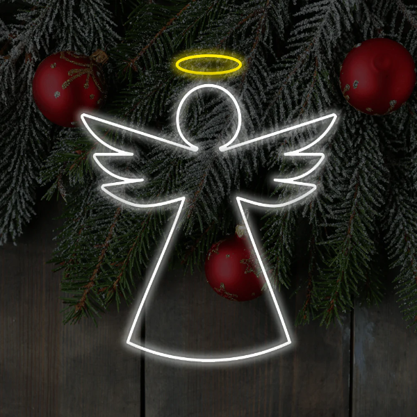 Christmas Angel LED Neon Sign - Laget i London Christmas Neon Signs