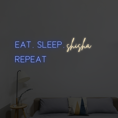 Placa de LED neon personalizada para comer dormir repetir parte