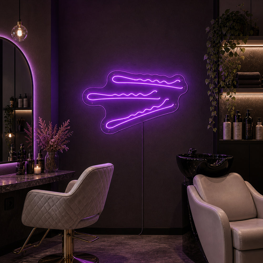 Haarstifte LED -Neonschild - Made in London Bobby Pins Neonzeichen
