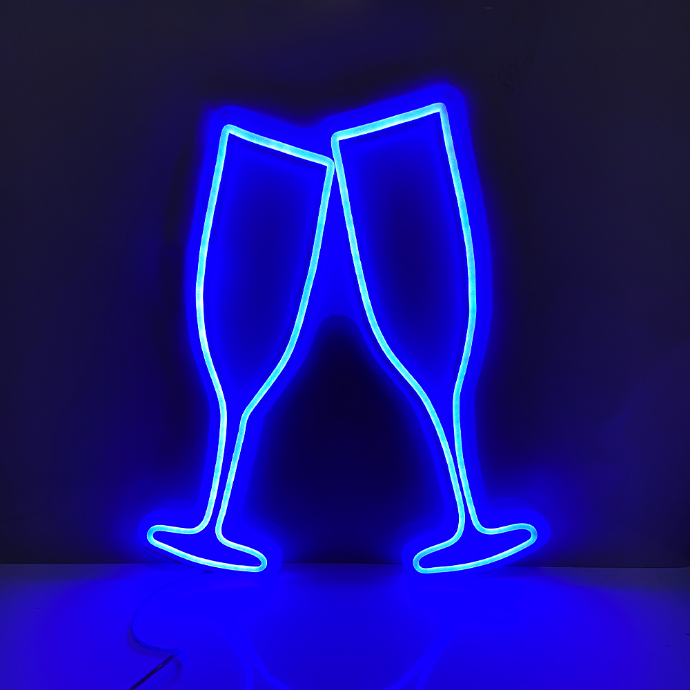 Óculos aderentes azuis RS LED letreiro de néon