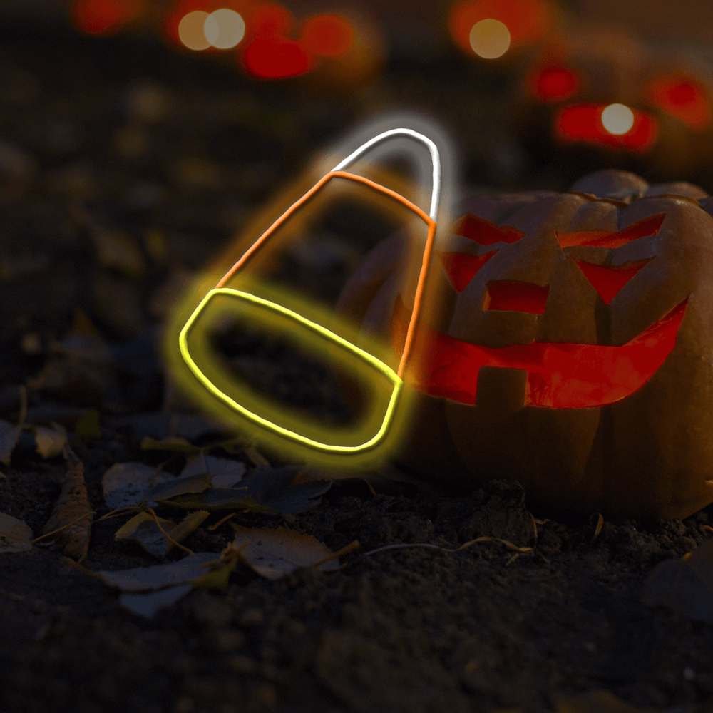 Candy Corn - ledde neonskyltar för Halloween tillverkade i London