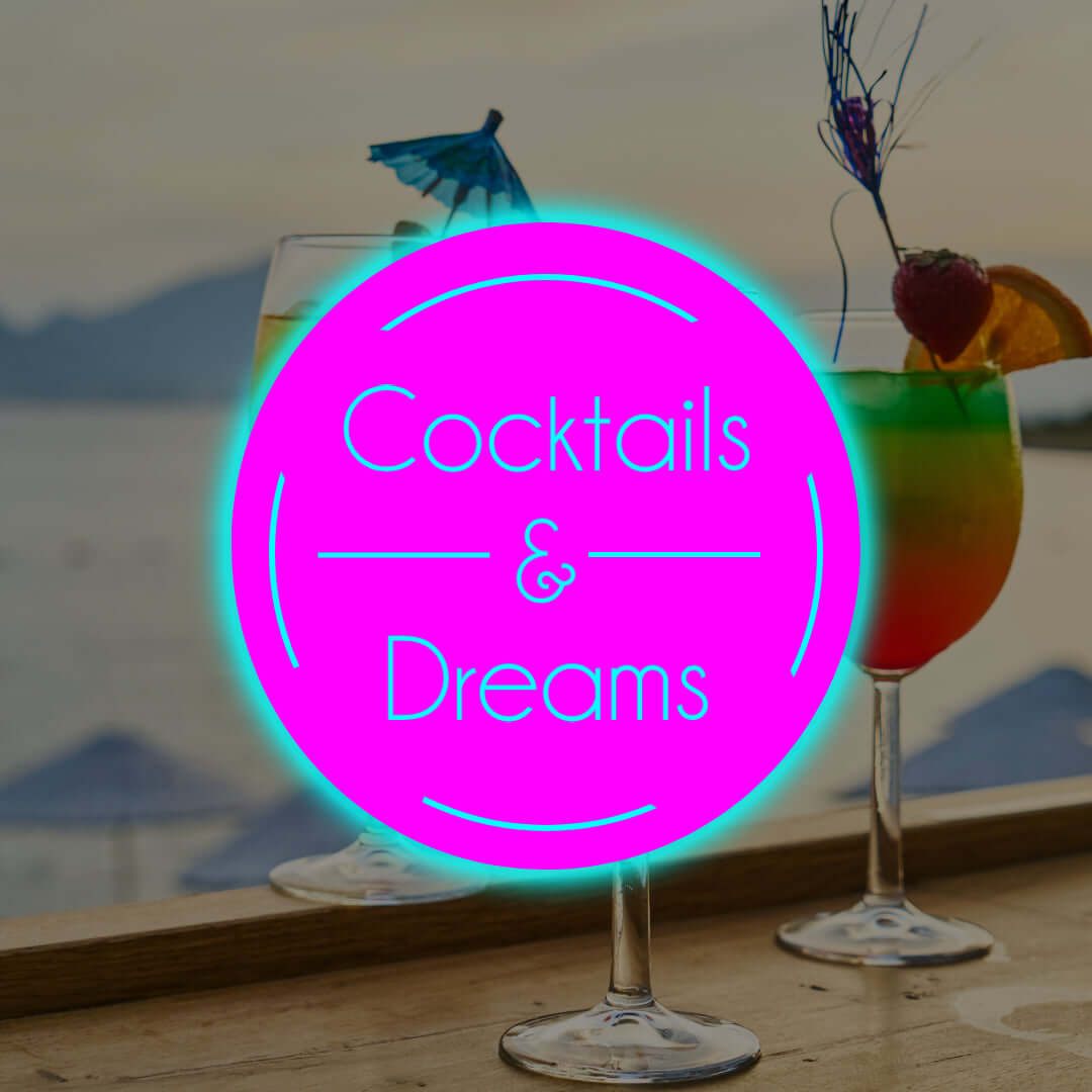 Cocktails & Dreams LED-Neonschild mit Hintergrundbeleuchtung