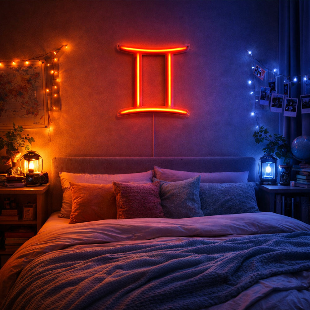 Gemini ledet neonskilt - laget i London Zodiac Neon Signs
