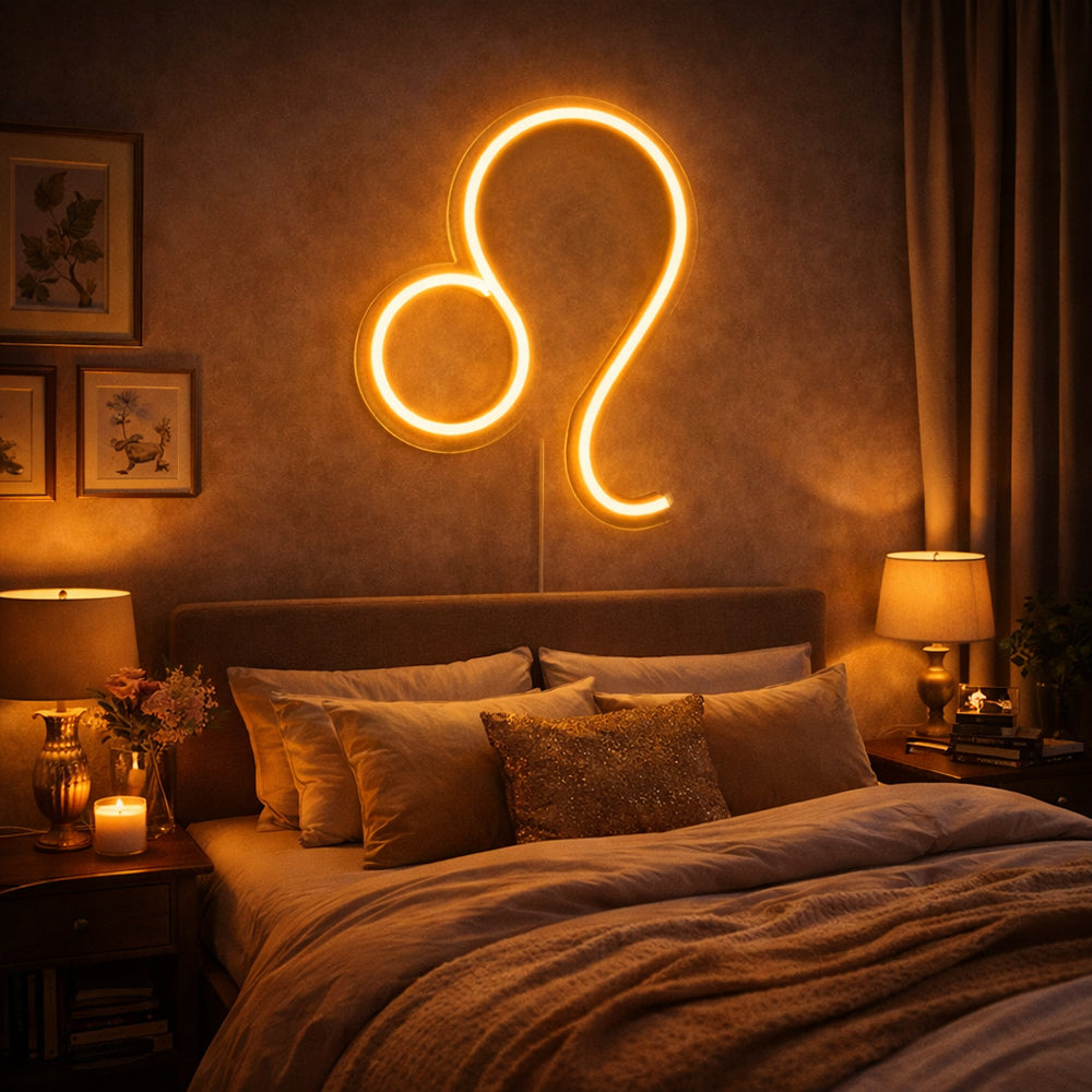 Leo ledet neonskilt - laget i London Zodiac Neon Signs