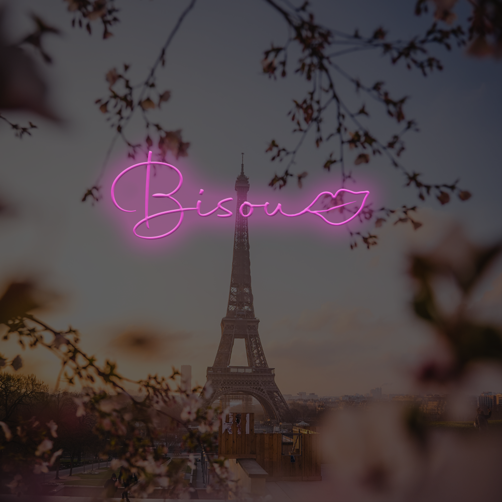 Bisou French LED Neon Sign - Laget i London Neon Signs