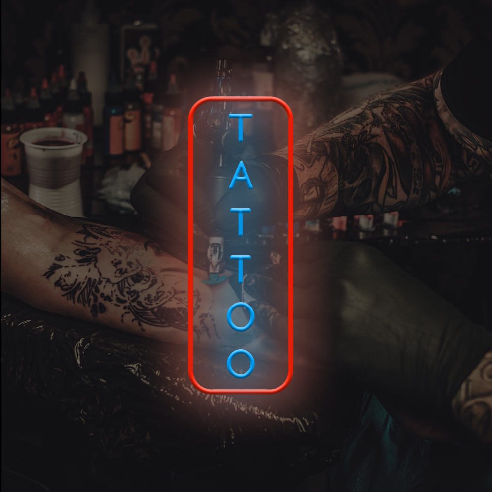 Vertikal Tattoo LED Neonskylt - Tillverkad i London Jul Neonskyltar