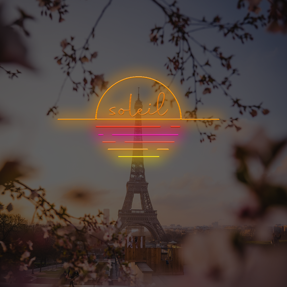 Französisches LED-Neonschild von Soleil – Hergestellt in London-Neonschildern