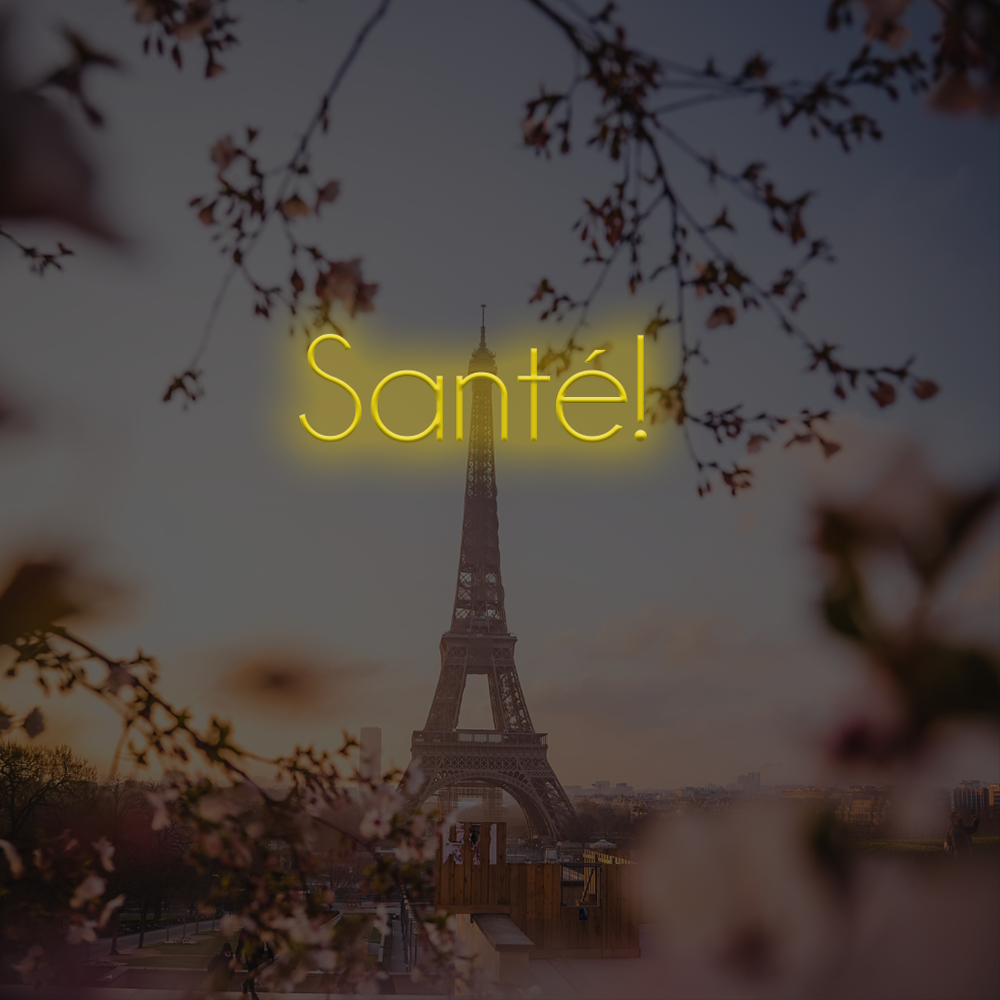 Santé French LED Neonskylt - Tillverkad i London Neonskyltar