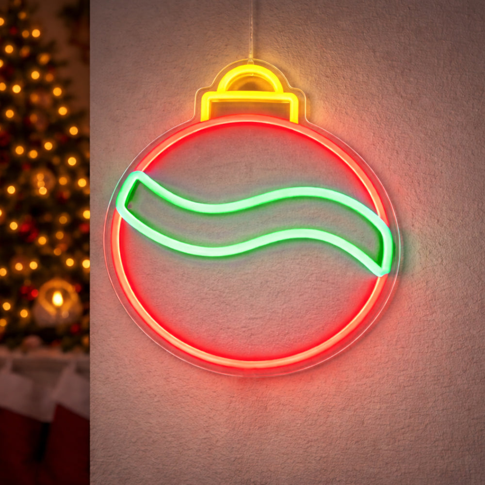 Christmas Bauble ledde neonskylt - Made in London Christmas Neon Signs