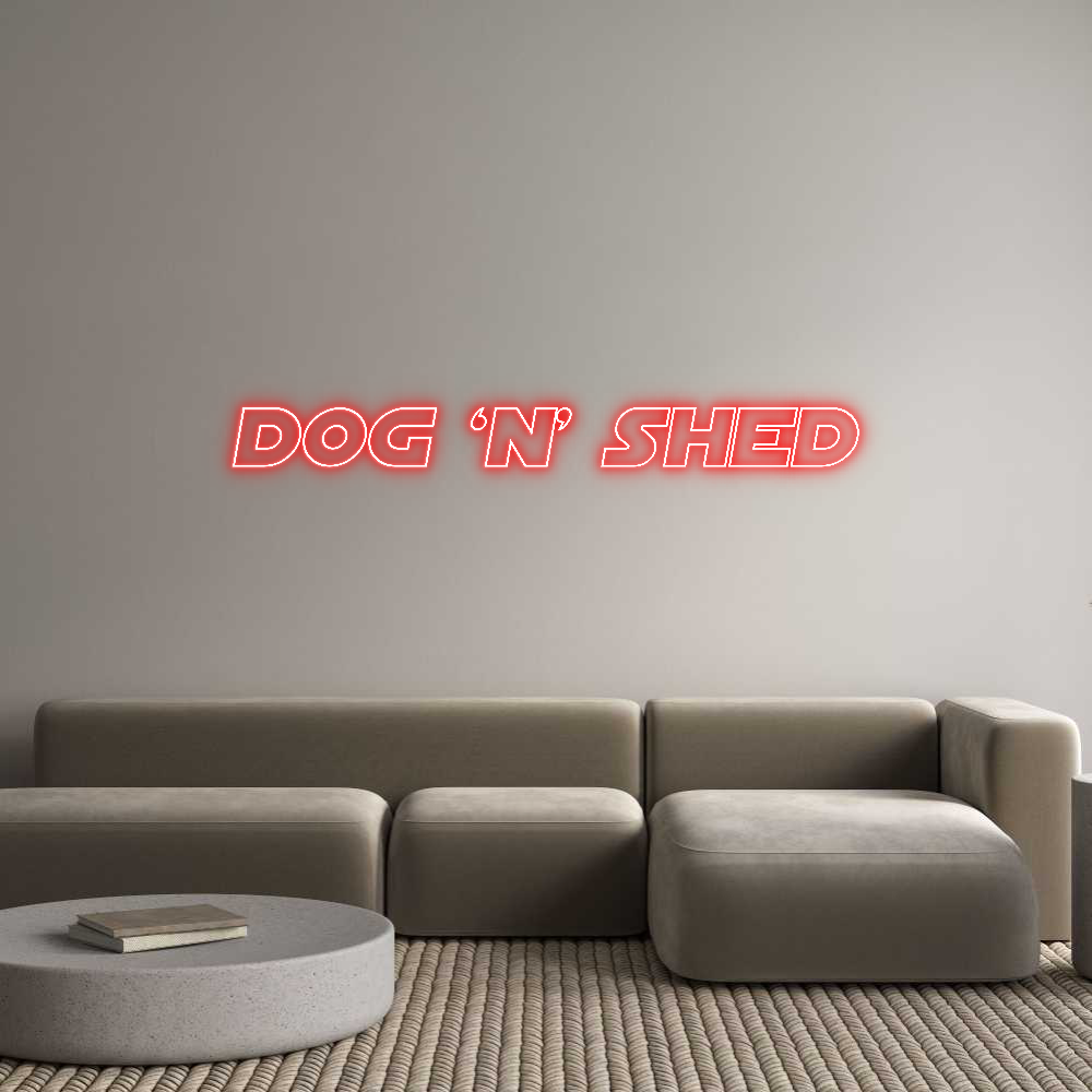 Editor on-line de letreiros neon personalizados Dog 'n' shed