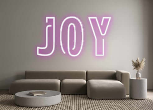 Aangepaste verlichte neonreclame online editor Joy