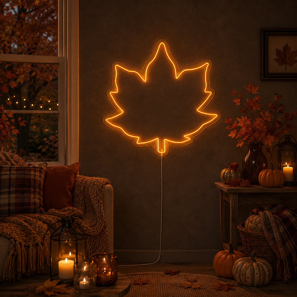 Maple Leaf - Señal de neón de neón LED interior de otoño en Londres