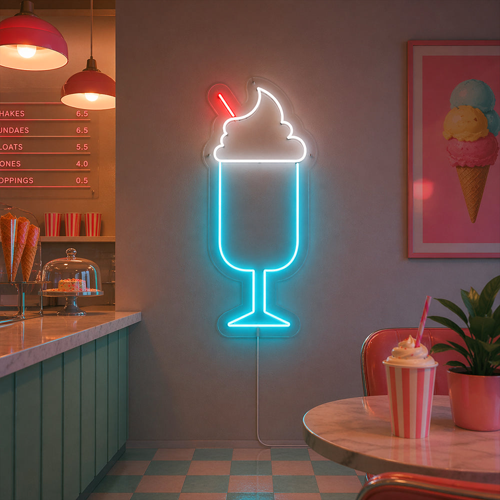 Milkshake liderou o sinal de néon - Made in London Drinks Restaurant Sinais de neon