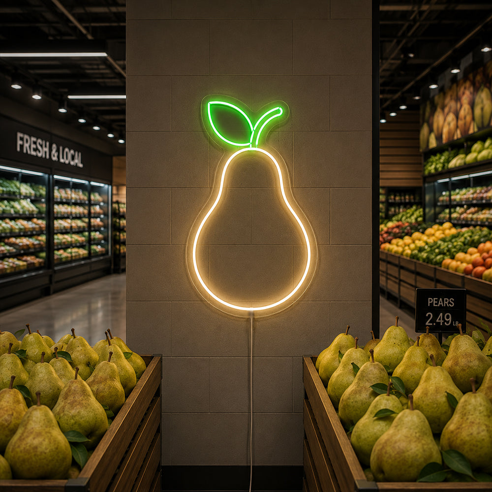 Señal de neón liderado por pera - Hecho en London Food Restaurants Neon Signs