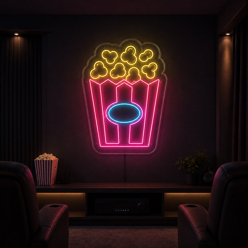 Enseigne néon dirigée par Popcorn - Made à Londres Restaurants Food Sinins