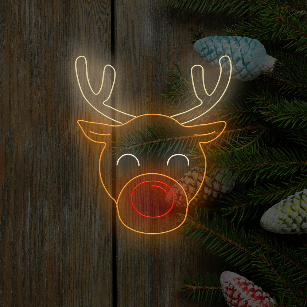 Rudolph Reindeer LED Neon Sign - Made in London Christmas Neon Signs