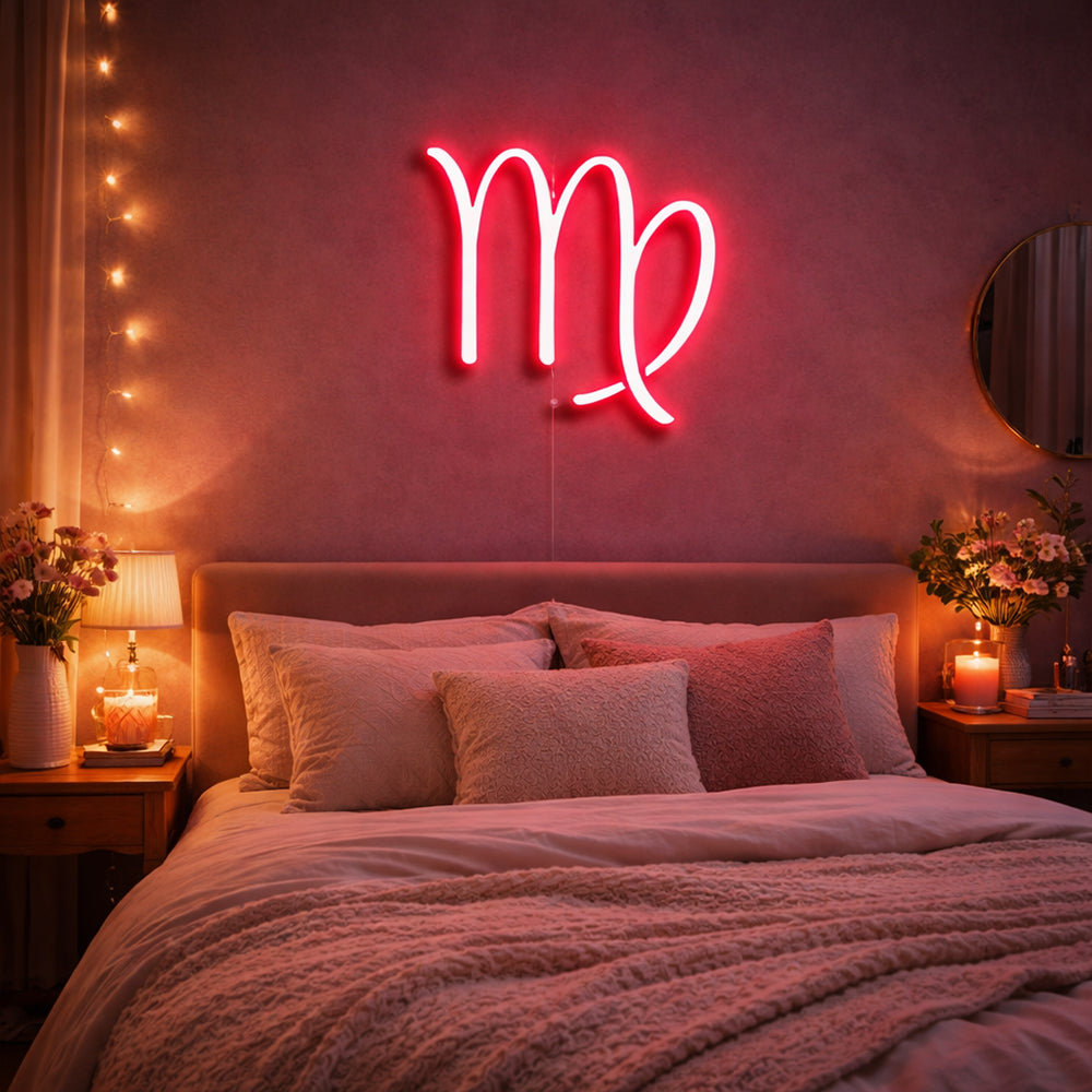 Virgo ledet neonskilt - laget i London Zodiac Neon Signs