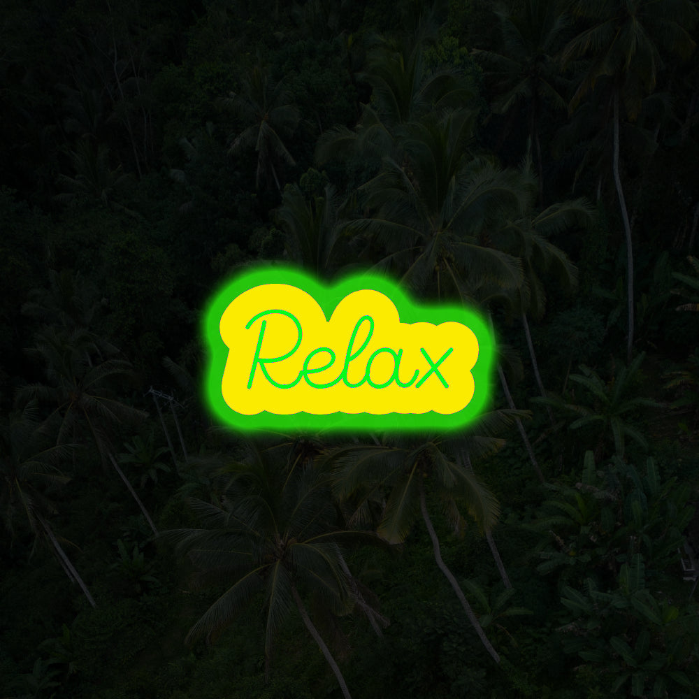 Letrero de neón LED retroiluminado Relax