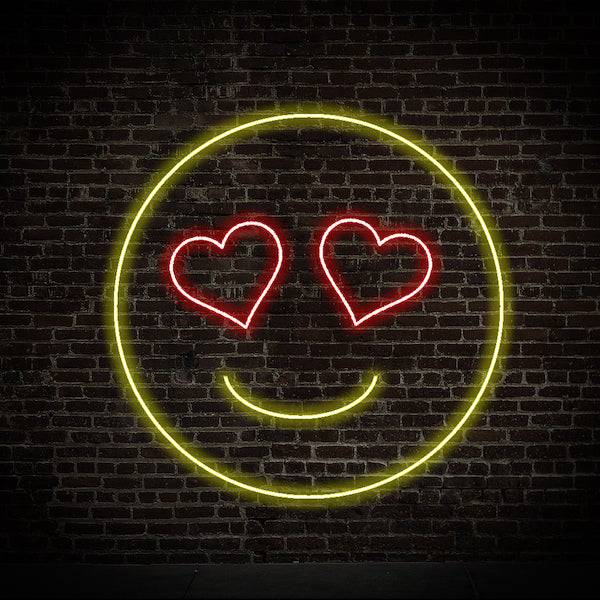 Heart Shaped Eyes LED Neon Sign - Made in London Emoji Neon Signs - Planet Neon