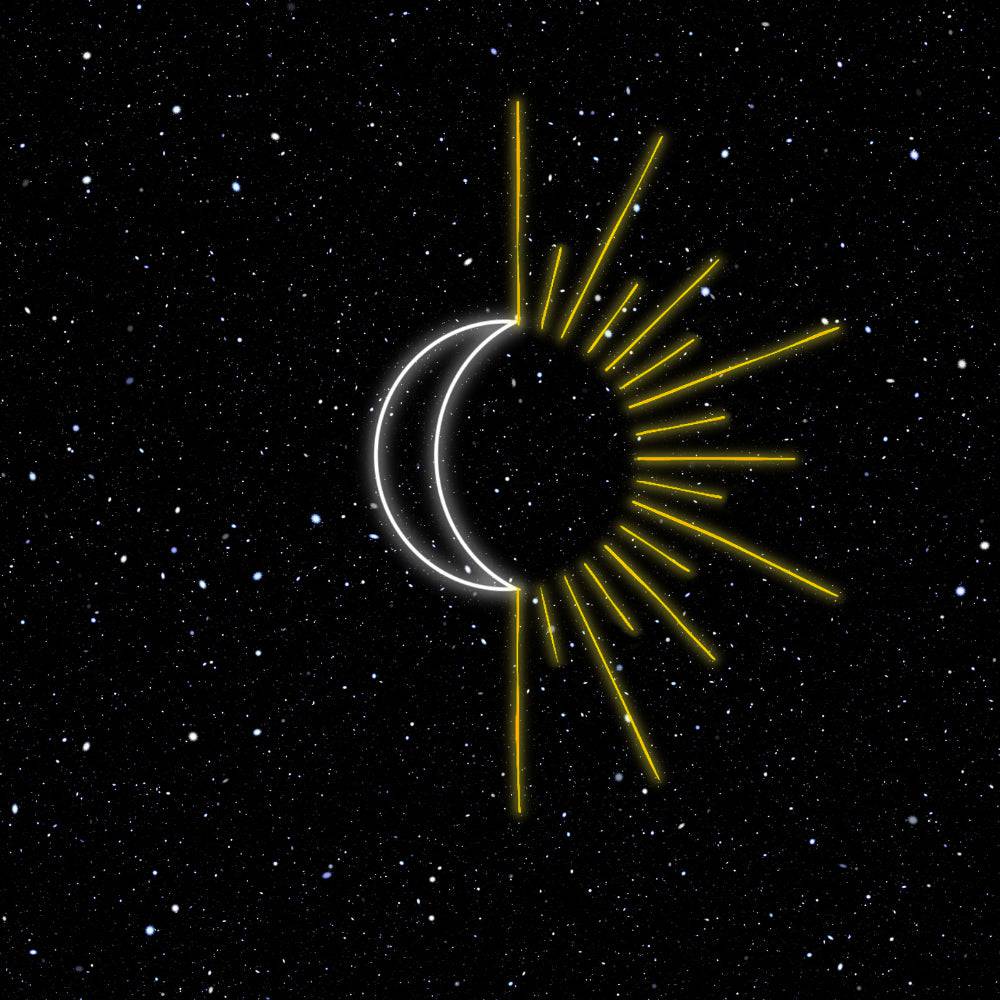 Moon & Sun Minimalistic LED Neon Sign - Planet Neon