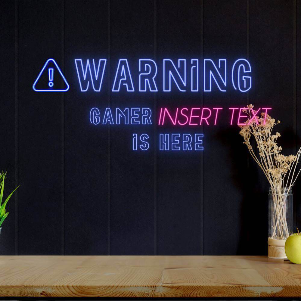 Warning Gamer Is Here Part Custom LED Neon Sign - Planet Neon